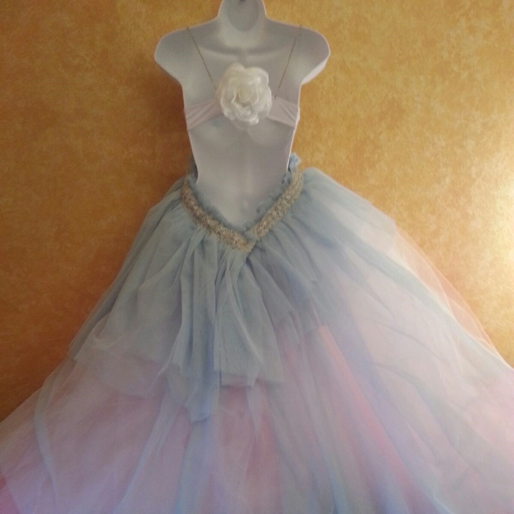 Cinderella Blue Babydoll Tulle Wedding Ballgown - Picture 3 of 8